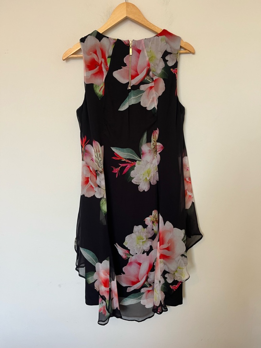 Lyman by Frank Lyman Black Floral Chiffon Overlay Dress Size 8 - Picture 8 of 13